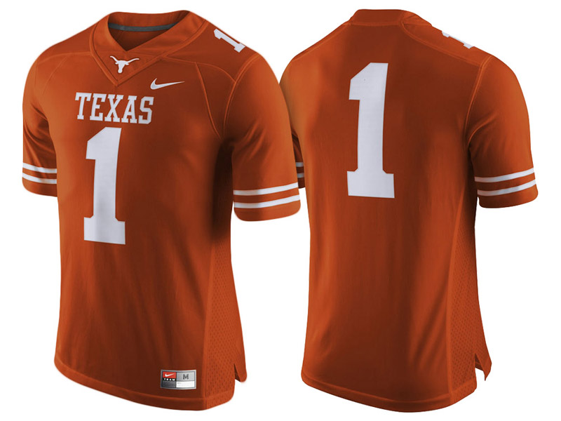 Texas Longhorns #1 Texas Orange Limited College Football Jersey Texas Longhorns #1 Texas Orange Limited College Football Jersey