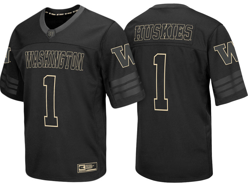 Washington Huskies #1 Black Colosseum Blackout College Football Jersey Washington Huskies #1 Black Colosseum Blackout College Football Jersey