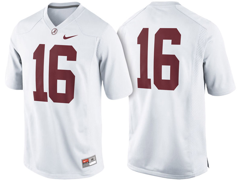 Alabama Crimson Tide #16 White Game College Football Jersey