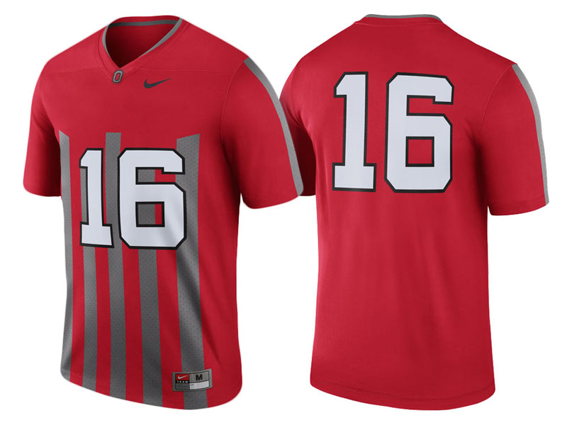 Ohio State Buckeyes #16 Red Throwback Limited College Football Jersey