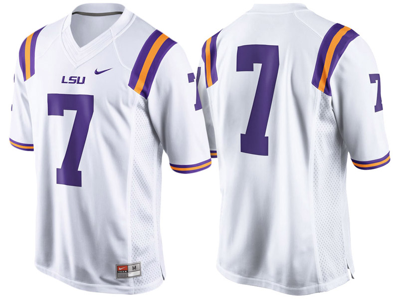 LSU Tigers #7 White Limited College Football Jersey LSU Tigers #7 White Limited College Football Jersey