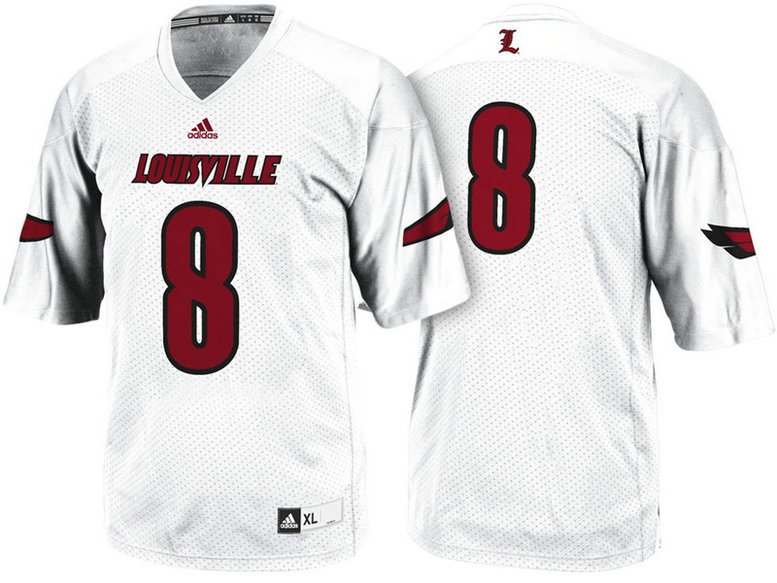Louisville Cardinals #8 White Replica College Football Jersey Louisville Cardinals #8 White Replica College Football Jersey