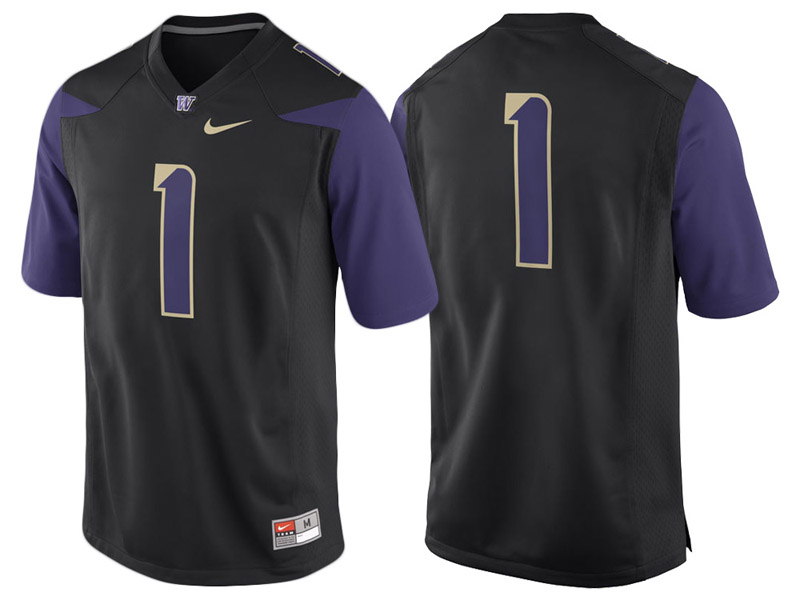 Washington Huskies #1 Black Replica College Football Jersey Washington Huskies #1 Black Replica College Football Jersey