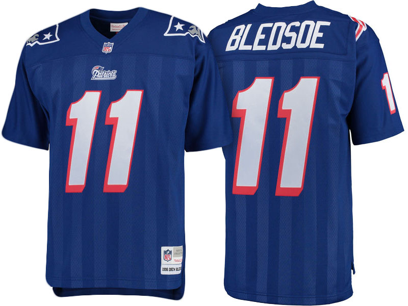 New England Patriots #11 Drew Bledsoe Royal Retired Player Replica Jersey