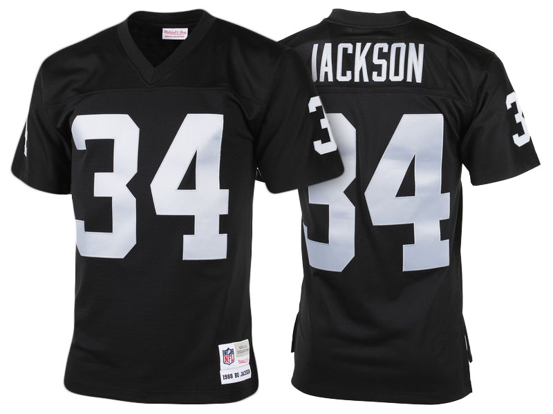 Oakland Raiders #34 Bo Jackson Black 1988 Retired Player Vintage Replica Jersey