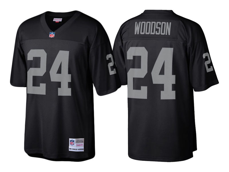 Oakland Raiders #24 Charles Woodson Black Retired Player Replica Jersey