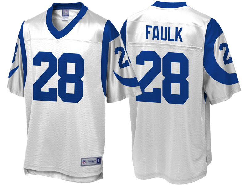 Los Angeles Rams #28 Marshall Faulk White Retired Player Replica Jersey