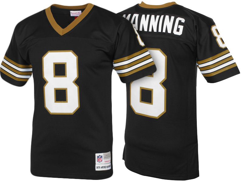 New Orleans Saints #8 Archie Manning Black 1979 Retired Player Vintage Replica Jersey