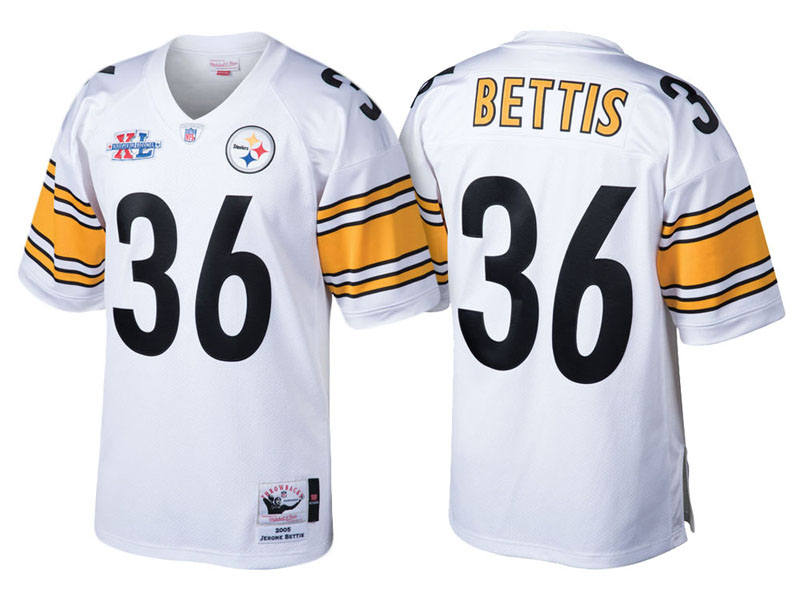 Pittsburgh Steelers #36 Jerome Bettis White Throwback Authentic Retired Player Jersey Pittsburgh Steelers #36 Jerome Bettis White Throwback Authentic Retired Player Jersey