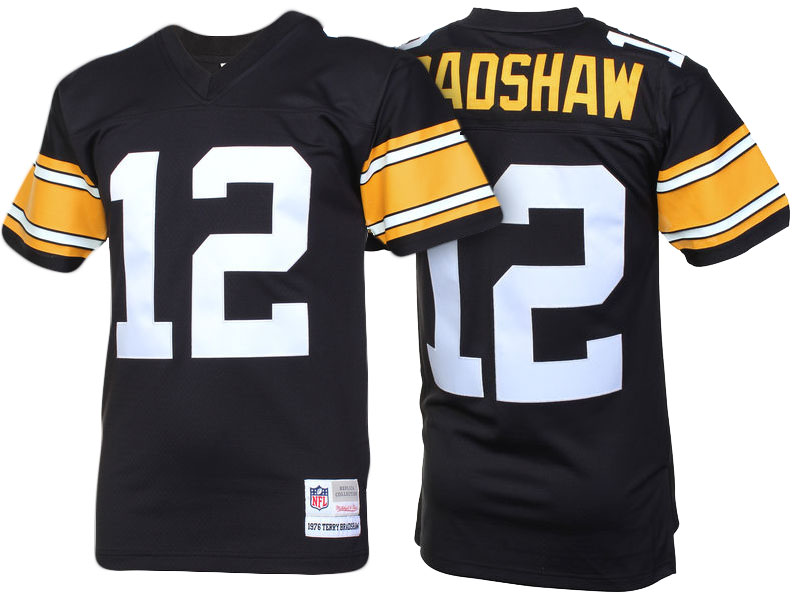 Pittsburgh Steelers #12 Terry Bradshaw Black Retired Player Vintage Replica Jersey Pittsburgh Steelers #12 Terry Bradshaw Black Retired Player Vintage Replica Jersey