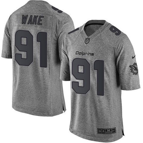 Miami Dolphins #91 Cameron Wake Gray Gridiron Limited Jersey Miami Dolphins #91 Cameron Wake Gray Gridiron Limited Jersey