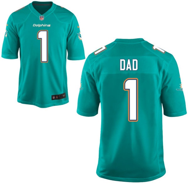 Miami Dolphins Aqua #1 Dad Jersey - Father's Day