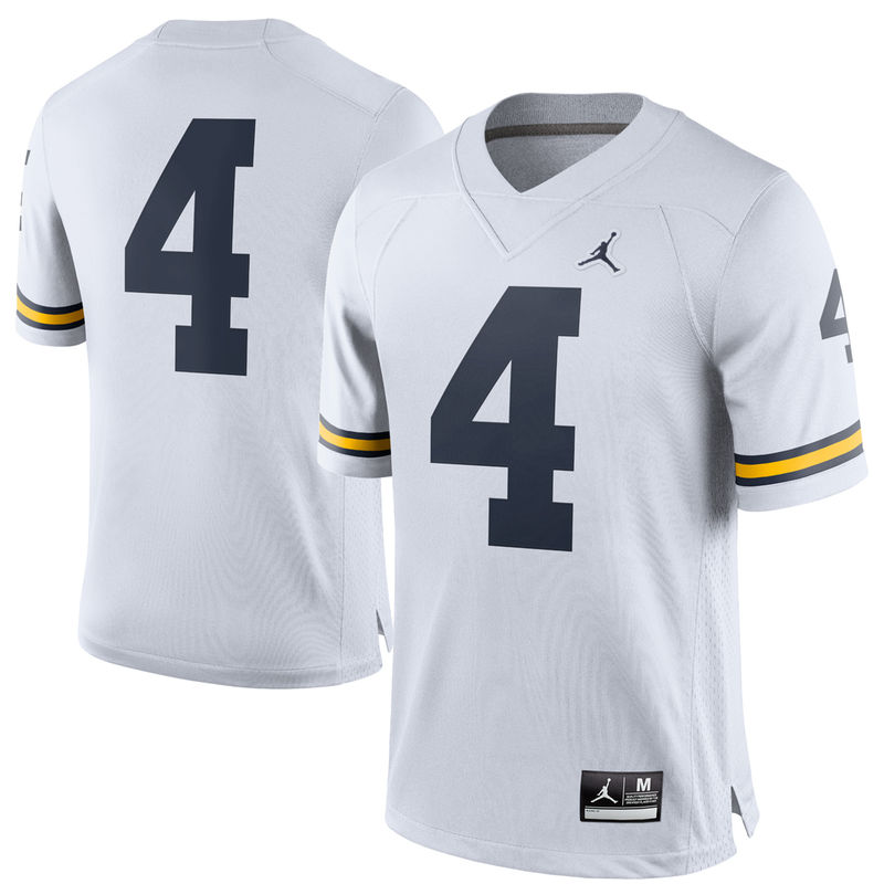Michigan Wolverines #4 Jim Harbaugh Brand Jordan White Limited Game College Football Jersey