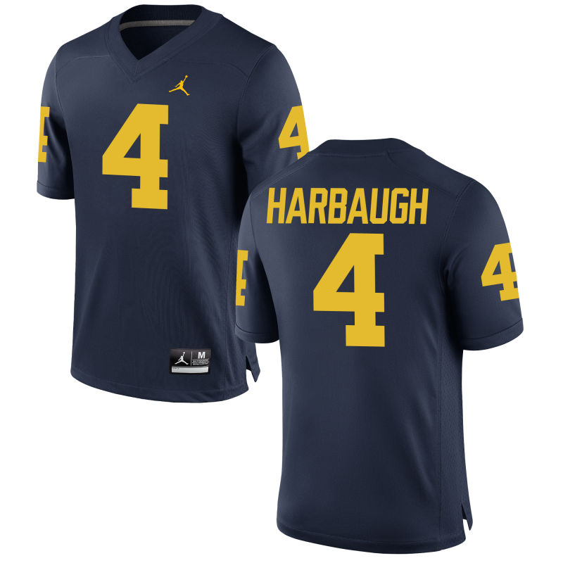Michigan Wolverines #4 Jim Harbaugh Brand Jordan Navy Limited Game College Football Jersey