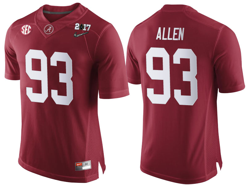 Alabama Crimson Tide #93 Jonathan Allen Crimson 2017 National Championship Bound Limited College Football Jersey
