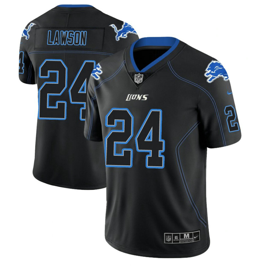 Detroit Lions #24 Nevin Lawson 2018 Lights Out Color Rush Limited Black Jersey