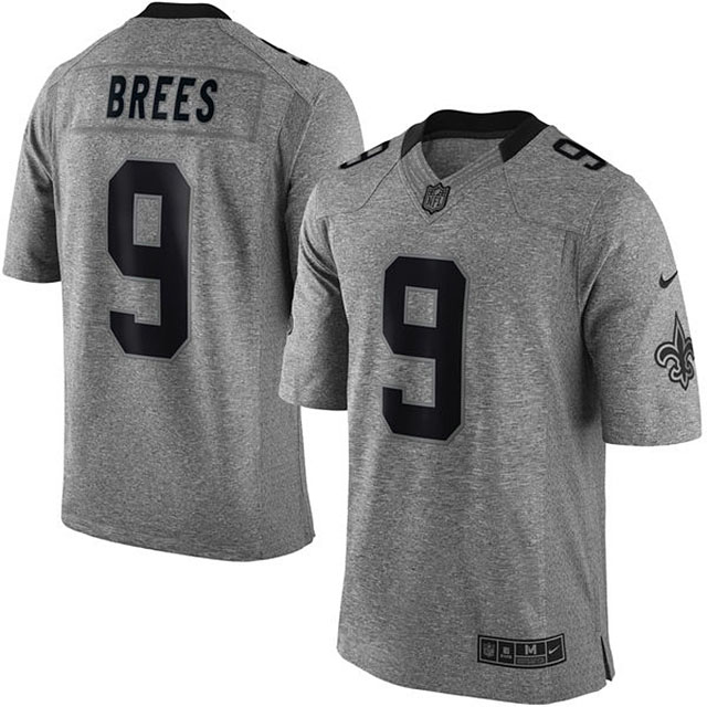 New Orleans Saints #9 Drew Brees Gridiron Gray Limited Jersey New Orleans Saints #9 Drew Brees Gridiron Gray Limited Jersey