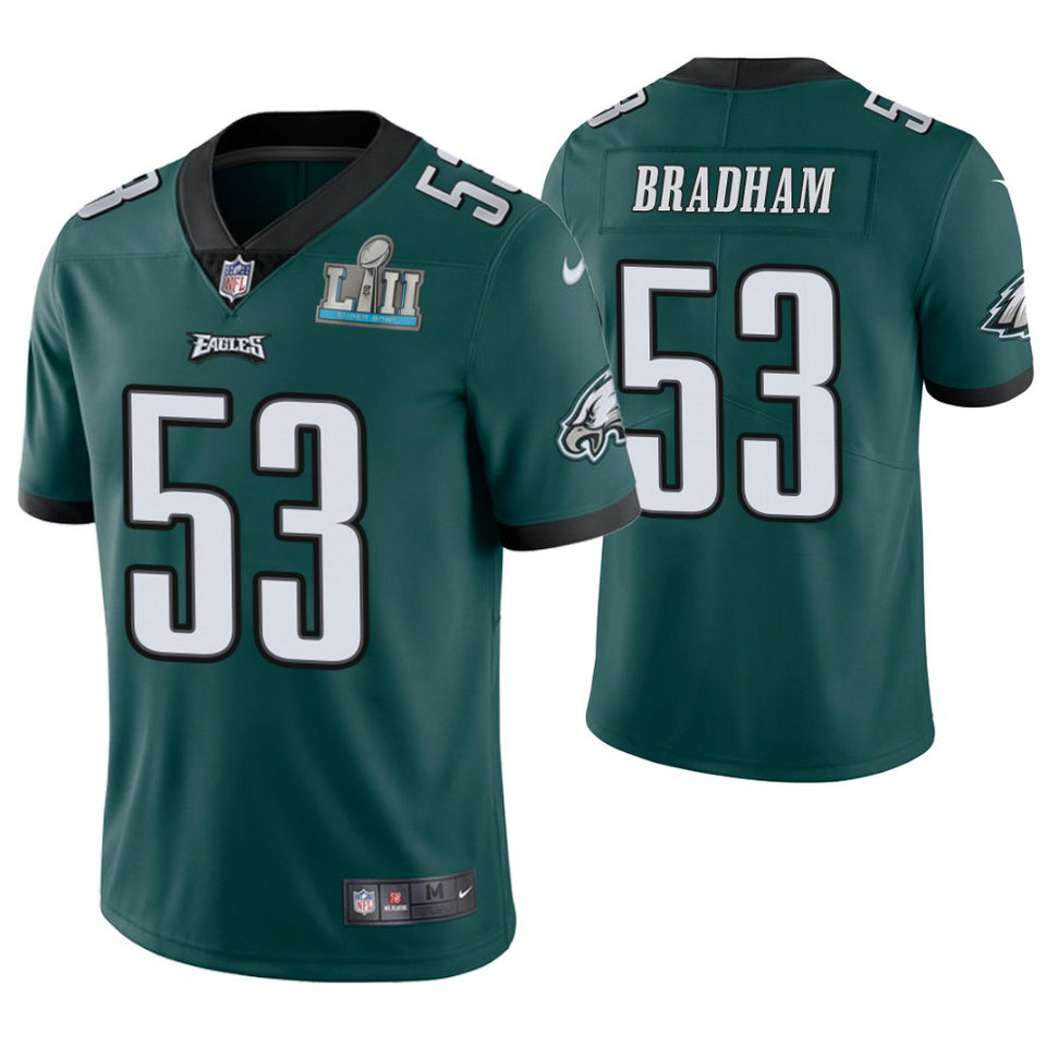 Philadelphia Eagles #53 Nigel Bradham Green Super Bowl LII Champions Limited Jersey Philadelphia Eagles #53 Nigel Bradham Green Super Bowl LII Champions Limited Jersey