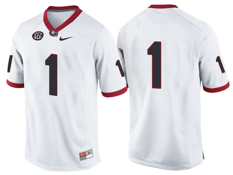 #1 Georgia Bulldogs White College Football Jersey