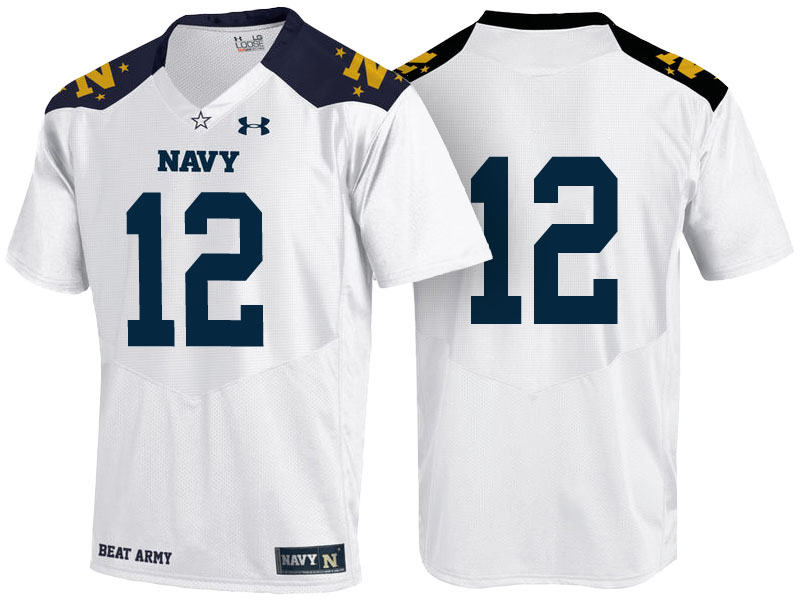 #12 Navy Midshipmen White 2016 Beat Army College Football Jersey
