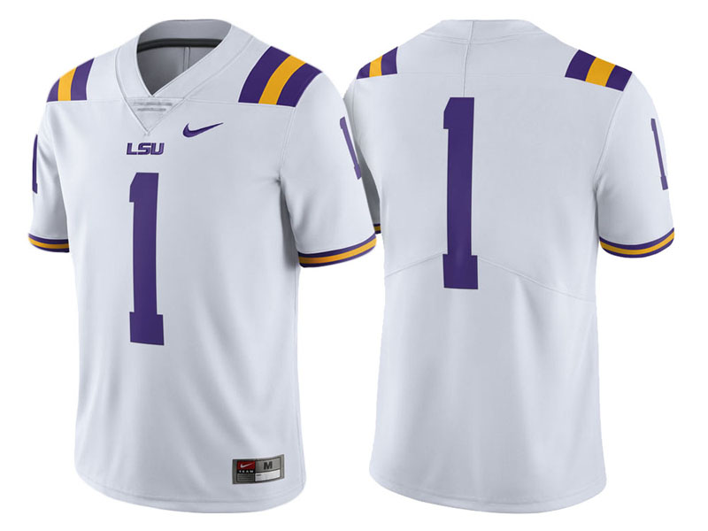LSU Tigers #1 White Limited College Football Jersey LSU Tigers #1 White Limited College Football Jersey