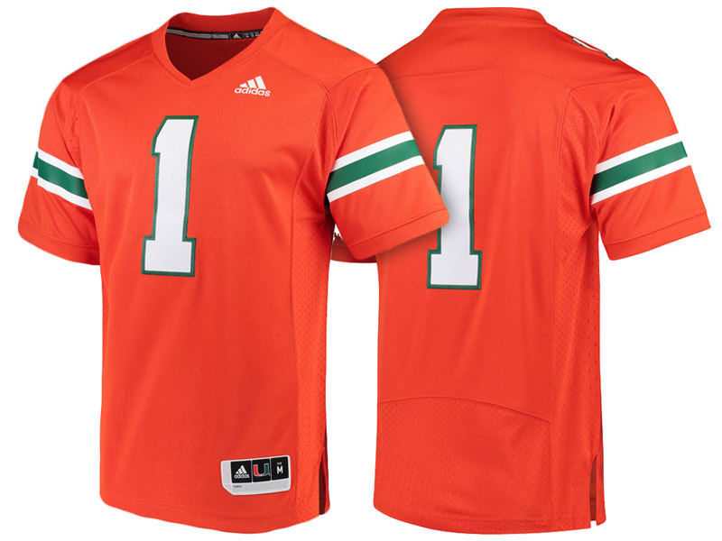 Miami Hurricanes #1 Orange Premier College Football Jersey