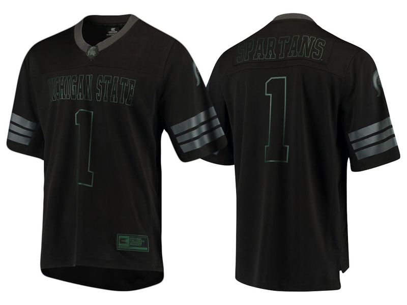 Michigan State Spartans #1 Black Blackout College Football Jersey
