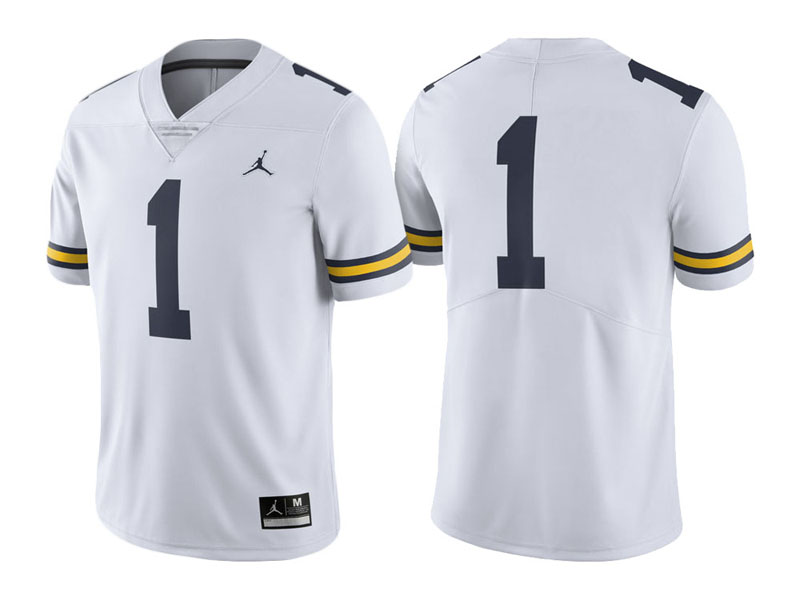 Michigan Wolverines #1 White Limited College Football Jersey Michigan Wolverines #1 White Limited College Football Jersey