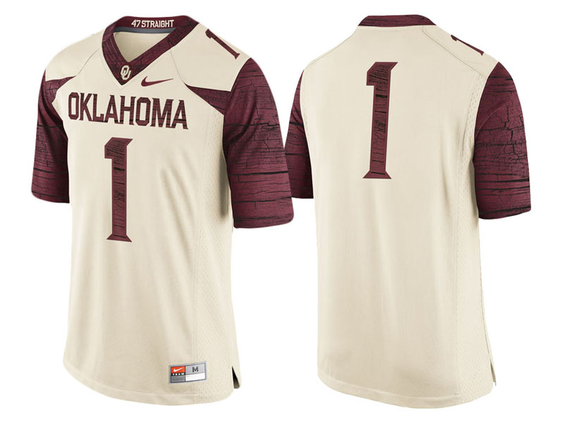 Oklahoma Sooners #1 Cream Limited College Football Jersey