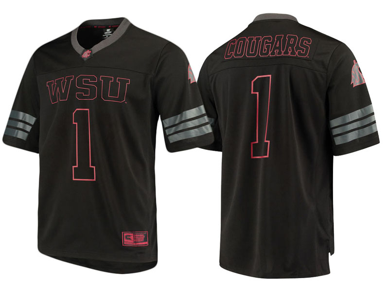 Washington State Cougars #1 Black Blackout College Football Jersey Washington State Cougars #1 Black Blackout College Football Jersey