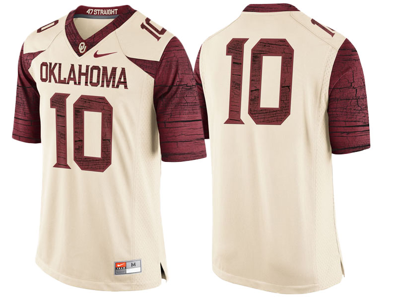 Oklahoma Sooners #10 Crimson Cream College Football Jersey