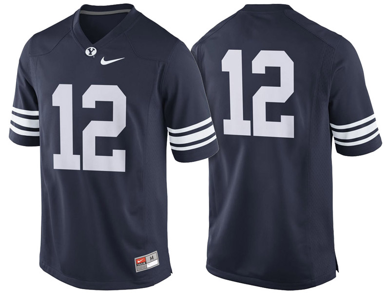 BYU Cougars #12 Navy Game College Football Jersey