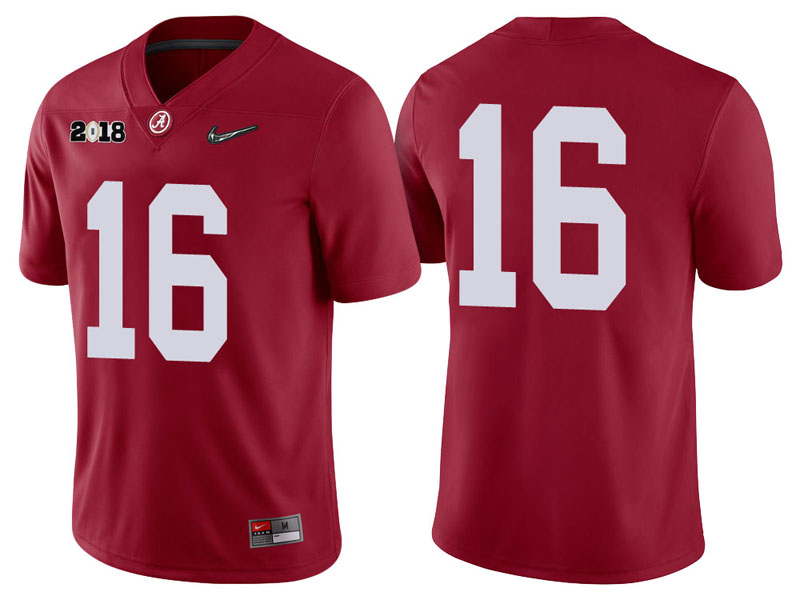 Alabama Crimson #16 Crimson Playoff 2018 National Championship Game College Football Jersey Alabama Crimson #16 Crimson Playoff 2018 National Championship Game College Football Jersey