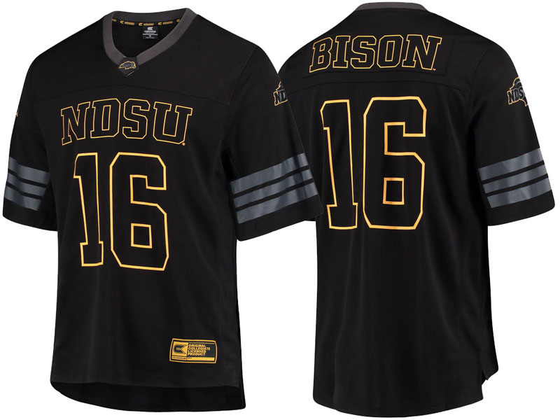NDSU Bison #16 Black Blackout College Football Jersey NDSU Bison #16 Black Blackout College Football Jersey