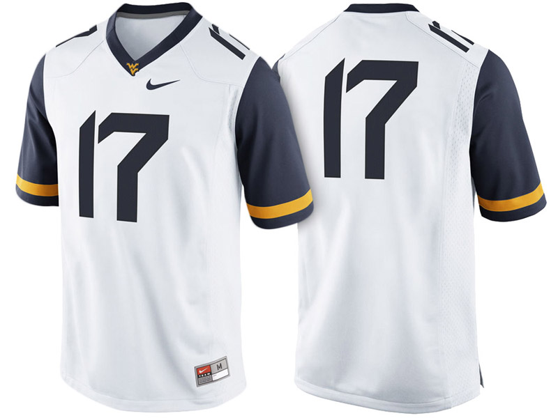 West Virginia Mountaineers #17 White Game College Football Jersey