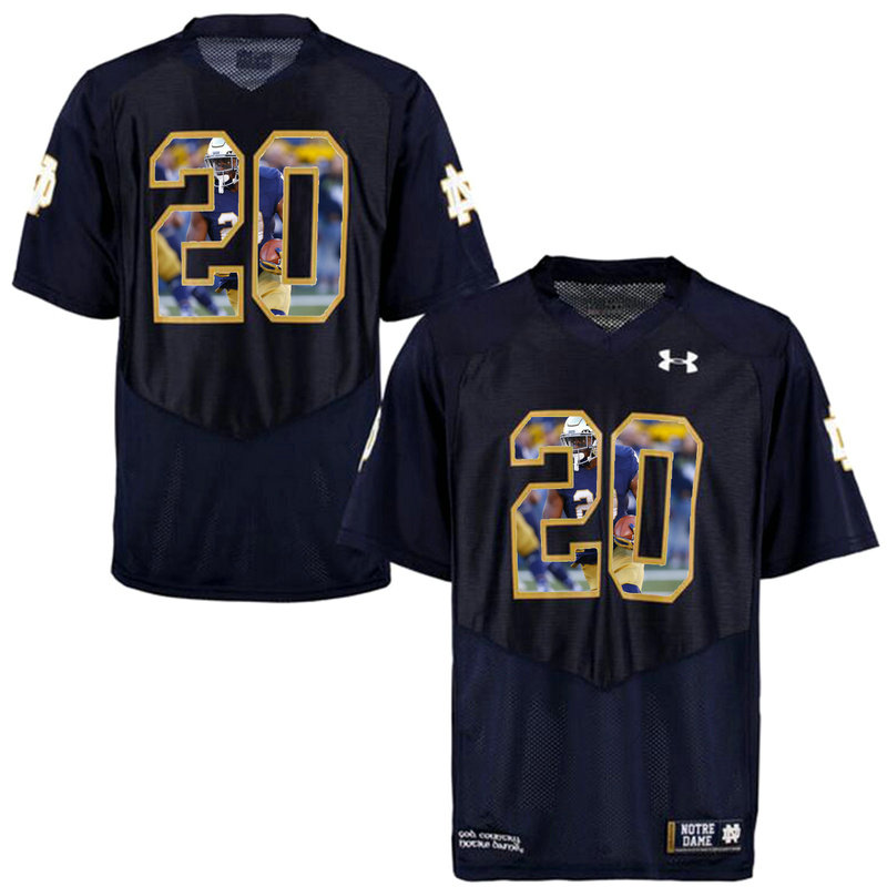 Notre Dame Fighting Irish #20 Navy Blue Printing Player Portrait College Football Jersey Notre Dame Fighting Irish #20 Navy Blue Printing Player Portrait College Football Jersey