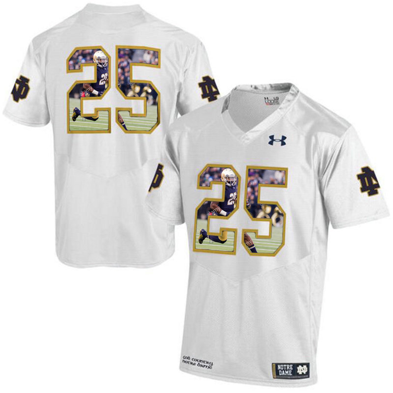 Notre Dame Fighting Irish #25 White Printing Player Portrait College Football Jersey