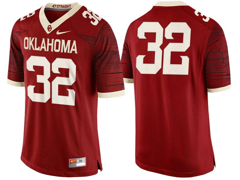 Oklahoma Sooners #32 Crimson Cream College Football Jersey
