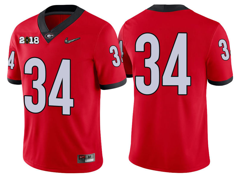 Georgia Bulldogs #34 Red Playoff 2018 National Championship Game College Football Jersey Georgia Bulldogs #34 Red Playoff 2018 National Championship Game College Football Jersey
