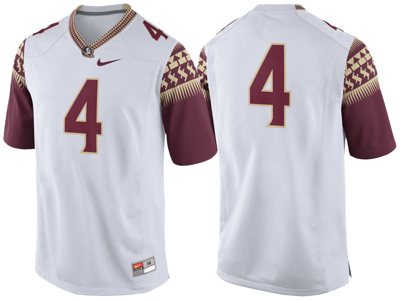 Florida State Seminoles #4 White Garnet Replica College Football Jersey