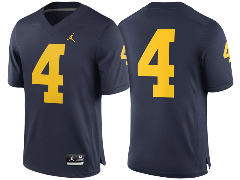 Michigan Wolverines #4 Navy Game College Football Jersey