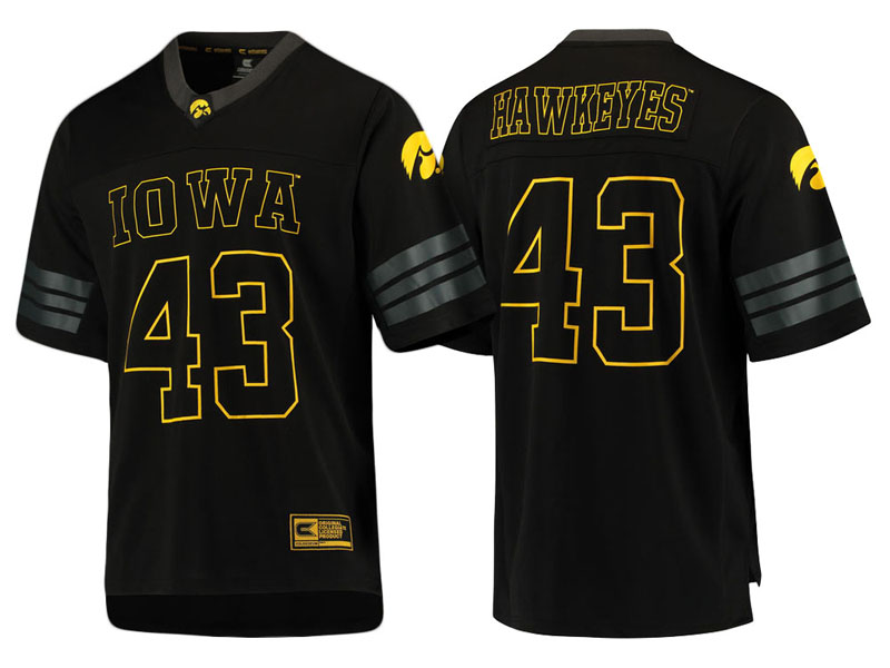 Iowa Hawkeyes #43 Black Blackout College Football Jersey