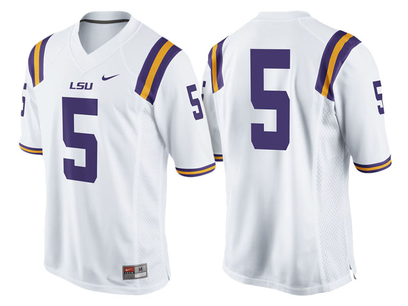 LSU Tigers #5 White Game College Football Jersey
