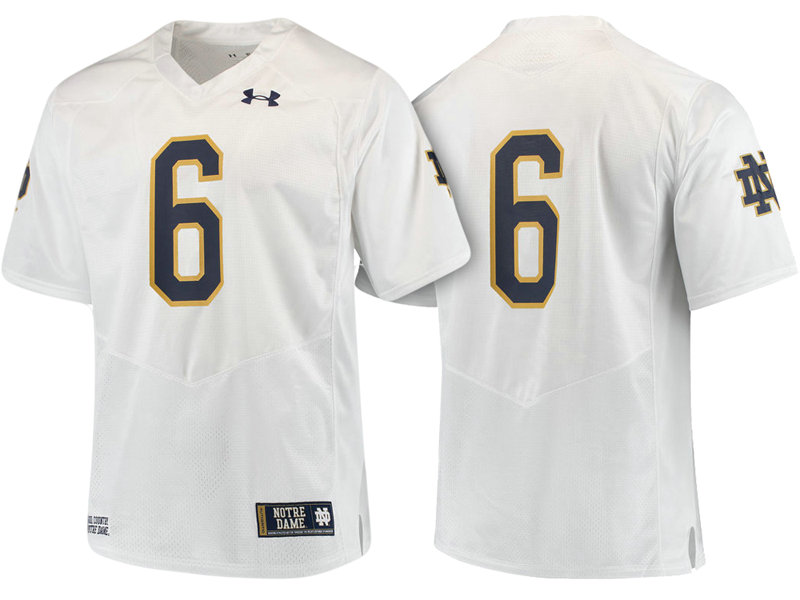Notre Dame Fighting Irish #6 White Replica Performance College Football Jersey Notre Dame Fighting Irish #6 White Replica Performance College Football Jersey