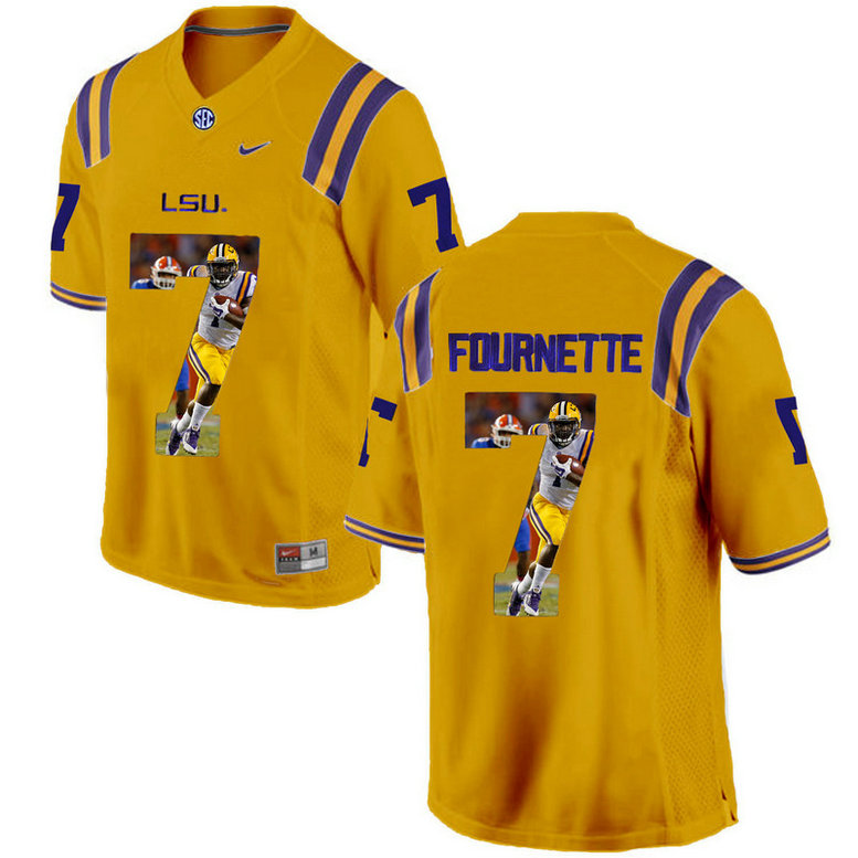 LSU Tigers #7 Gold Printing Player Portrait Limited College Football Jersey