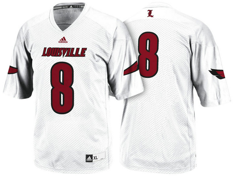 Louisville Cardinals #8 White Replica College Football Jersey Louisville Cardinals #8 White Replica College Football Jersey