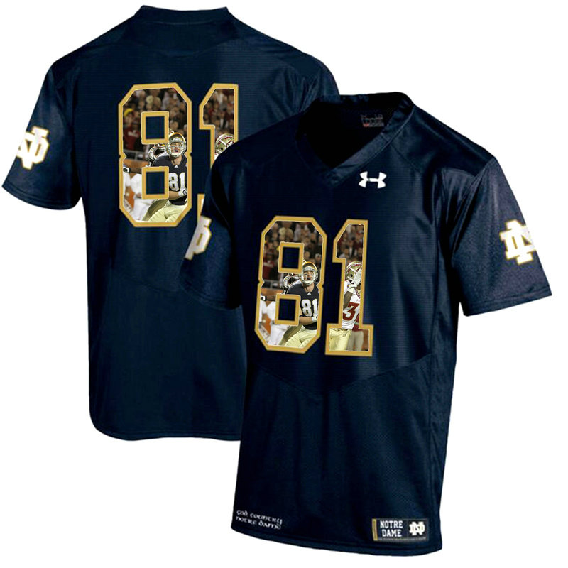 Notre Dame Fighting Irish #81 Navy Blue Printing Player Portrait College Football Jersey Notre Dame Fighting Irish #81 Navy Blue Printing Player Portrait College Football Jersey