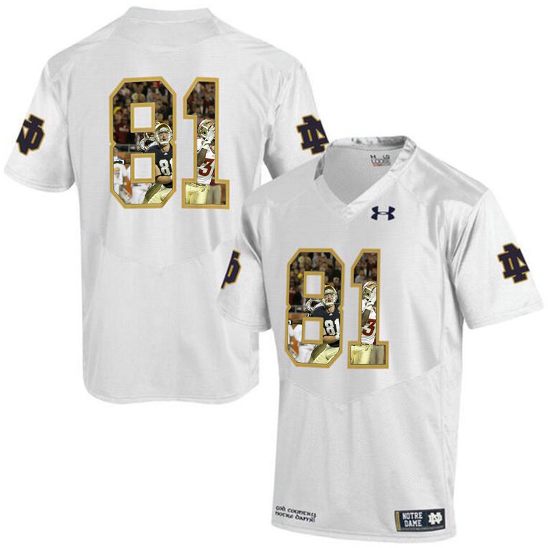 Notre Dame Fighting Irish #81 White Printing Player Portrait College Football Jersey