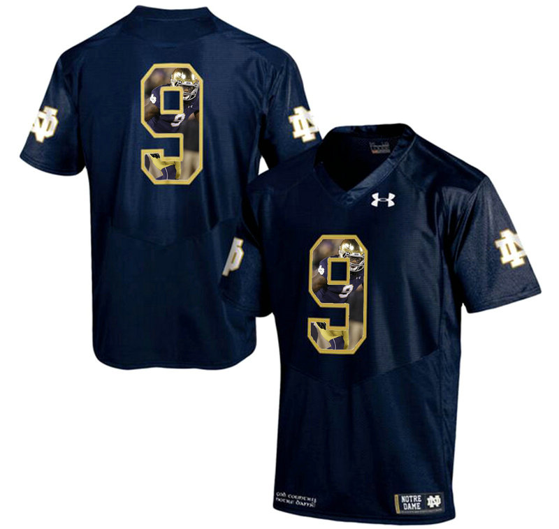 Notre Dame Fighting Irish #9 Navy Blue Printing Player Portrait College Football Jersey Notre Dame Fighting Irish #9 Navy Blue Printing Player Portrait College Football Jersey