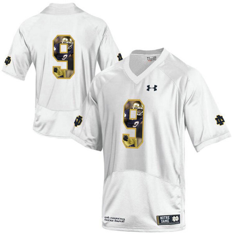 Notre Dame Fighting Irish #9 White Printing Player Portrait College Football Jersey Notre Dame Fighting Irish #9 White Printing Player Portrait College Football Jersey